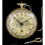 An early Victorian gentleman's 18ct gold open faced lever pocket watch by Isaac Simmonds, 9 St Ann's