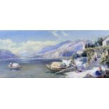Charles Edward Rowbotham (1856-1921) - Watercolour - "Bellagio" - View of the Italian lakes with