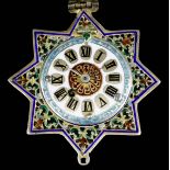 An unusual early 19th Century silver, champleve enamel and crystal eight pointed star pattern pocket