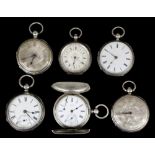 A Swiss lady's silvery metal cased pocket watch by Pateck of Geneva, No. 55162, the white enamel