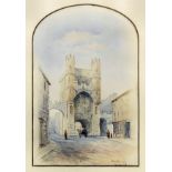 Thomas Dudley (1857-1935) - Five watercolours - Studies of gateways in York - "Monk Bar", "