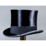 A gentleman's brushed black silk top hat by Walter Barnard and Son of 97, Jermyn Street, St James'