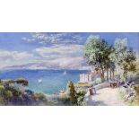 Charles Edward Rowbotham (1856-1921) - Watercolour - "Lerici" - Mediterranean coastal scene with