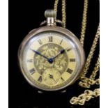 A late 19th Century Swiss lady's 9ct gold open faced keyless lever pocket watch, the gilt dial