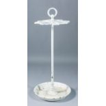 A late 19th/early 20th Century white painted cast iron umbrella and stick stand, the eight