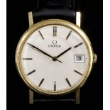 A gentleman's Omega wristwatch, the silvered dial with numerals batons, with sweep second hand and