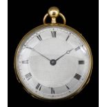 A late 19th/early 20th Century Continental gold coloured metal cased open faced dress watch, the