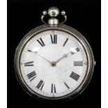 A George IV silver pair cased verge pocket watch by Igglesden of Chatham, No.8071, the white