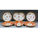 A Thomas Goode "New Chelsea" bone china orange and gilt part dessert service, comprising - ten 8.