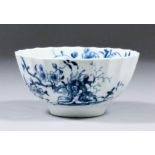 A Worcester blue and white porcelain fluted bowl painted with "The Prunus Root" pattern, with