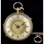 A late Victorian lady's 18ct gold cased open faced pocket watch by Triggs of Guilford, No. 18363,