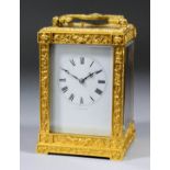 A good mid-19th Century French carriage clock by Bolviller of Paris, No.197W, the white enamel