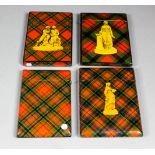 A Victorian Mauchline ware " Patent" Tartan ware card case with two seated figures, 4.125ins x 2.