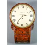 An early 19th Century mahogany cased drop dial wall clock by Unrich and Co of Cornhill, London,