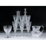 Six 20th Century wine glasses, the bowls engraved with game birds and animals, with spiral twist