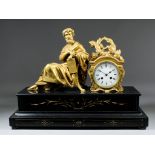 A late 19th Century French mantel clock, No. 4067, the 3.75ins diameter white enamel dial with Roman