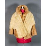 A 1960's lady's blonde mink jacket with brown silk lining, size 10-12, length 22ins long, a blonde