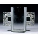 An unusual late 1920s/early 1930's Lalique moulded clear and frosted glass vase, the tall