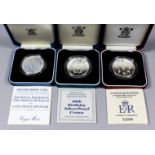 Three Elizabeth II 1981 silver proof commemorative coins to commemorate the wedding of His Royal
