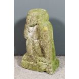 Early 20th Century British school - Limestone sculpture- Seated figure with head resting on right