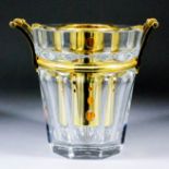 A Baccarat "Harcourt" pattern cut glass and gilt metal mounted two-handled champagne ice bucket with