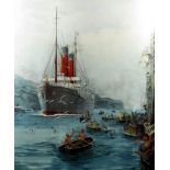 After William Lionel Wyllie (1851-1931) - Coloured lithograph - "Union Castle Line" - Ship