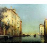 ARR Antoine Bouvard (1870-1955) - Oil painting - "A Side Canal - Venice" - Venetian canal scene with