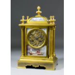 A 19th Century French ormolu and porcelain mounted mantel clock by Vincenti & Cie, No. 1281, the 3.