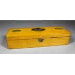 A Victorian Mauchline ware glove box with three souvenir views of "Berck-Sur-Mer", 10ins x 3.5ins