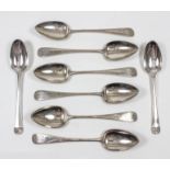 A set of six Victorian silver Old English pattern table spoons by Francis Higgins III, London