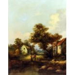 W.Webb (19th Century) - Pair of oil paintings - Rural landscapes with cottages and village houses,