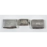 A George IV silver rectangular vinaigrette with engine turned lid and base and rectangular cartouche