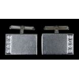 A pair of gentleman's 18ct white gold diamond set cufflinks, the brushed rectangular faces 23mm x