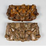 A Victorian Treen "Blind Man" table snuff box carved in high relief, depicting Tam O'Shanter and