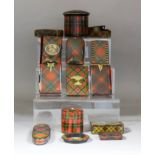 A Victorian Mauchline ware "Prince Charlie" Tartan ware boarded needle case with an oval vignette of