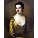 Early 18th Century English school - Oil painting - Half-length portrait of a young woman wearing