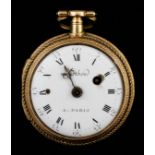 A late 18th/early 19th Century French two coloured gold coloured metal cased open faced pocket watch