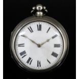 A Victorian silver pair cased verge pocket watch by Hardeman & Son of Bridge, No. 2135, the white