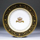 A fine late 19th Century Continental porcelain plate from the Obrenovitch Court, the centre