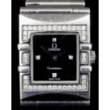 A modern lady's stainless steel cased Omega "Constellation" diamond set wristwatch, model No.