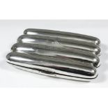 A Victorian silver four division cigar case, 4.75ins x 3.25ins, by Elkington & Co, London 1892 (