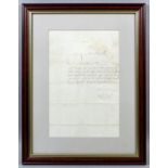 A warrant signed by Charles II at the Court at Whitehall, dated 10th July 1666, 11ins x 7.25ins,