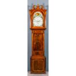 A late 18th Century mahogany longcase clock by Chambley of W-Hampton, the 14ins arched painted