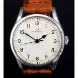 A 1960s gentleman's Omega 16 jewel wristwatch, No. 9862073, the off white dial with Arabic