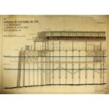 An early 20th Century ink and watercolour engineers drawing - "Borough of Southend-on-Sea. Pier