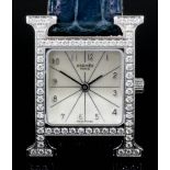 A modern lady's stainless steel case Hermes "H Heure" wristwatch, the rectangular sunburst dial with