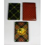 A Victorian Mauchline ware " McDonald" Tartan ware card case with a vignette of "Loch Katrine", .