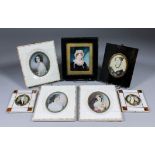 Three 20th Century French oval shoulder-length miniatures depicting young woman, ovals 3.5ins x 2.