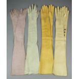 A pair of early 20th Century lady's pale lilac kid ,elbow length gloves, ten other pairs of gloves