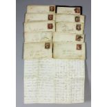 A collection of eighteen Victorian letters in envelopes addressed to a Miss Allen, many with penny